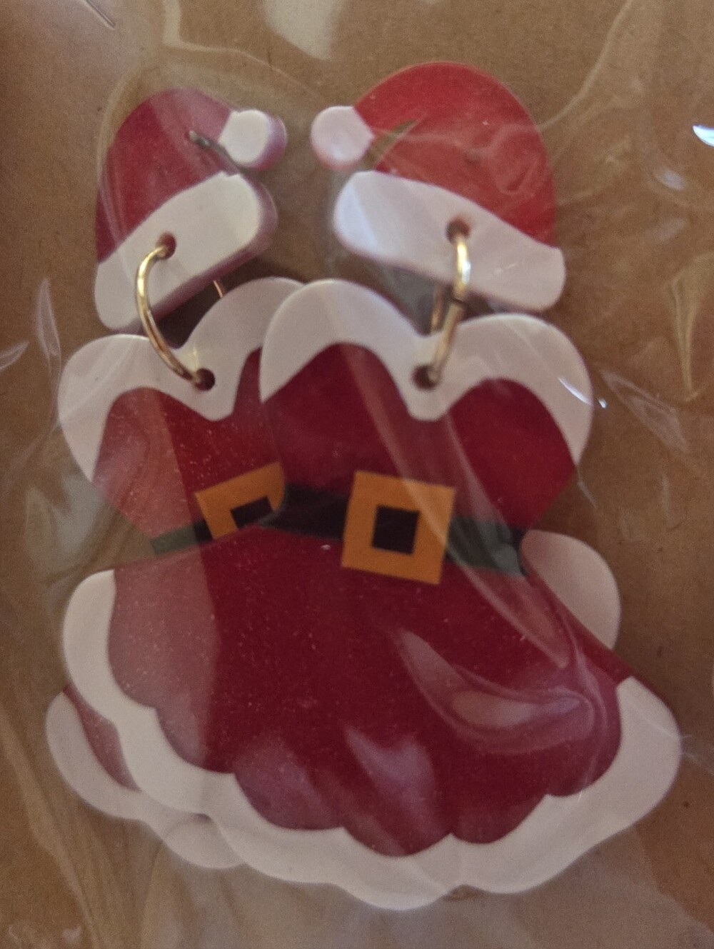 Red Santa Dress Dangle Earrings
